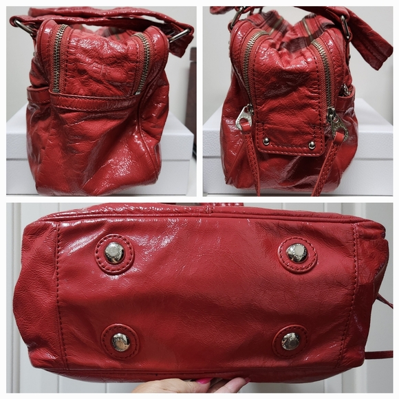 MARC BY MARC JACOBS Double Zip Top Patent Leather Satchel in Coral Red - Picture 13 of 16